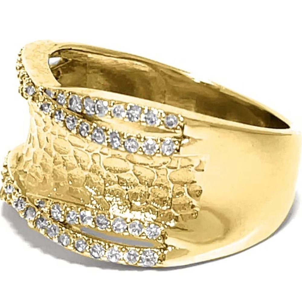 Women’s Matte Gold Finish CZ Ring, Various Size